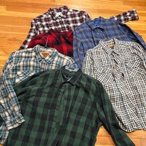 Men's set of 6 XXL  Plaid Flannel Shirts - Classic Button-Down